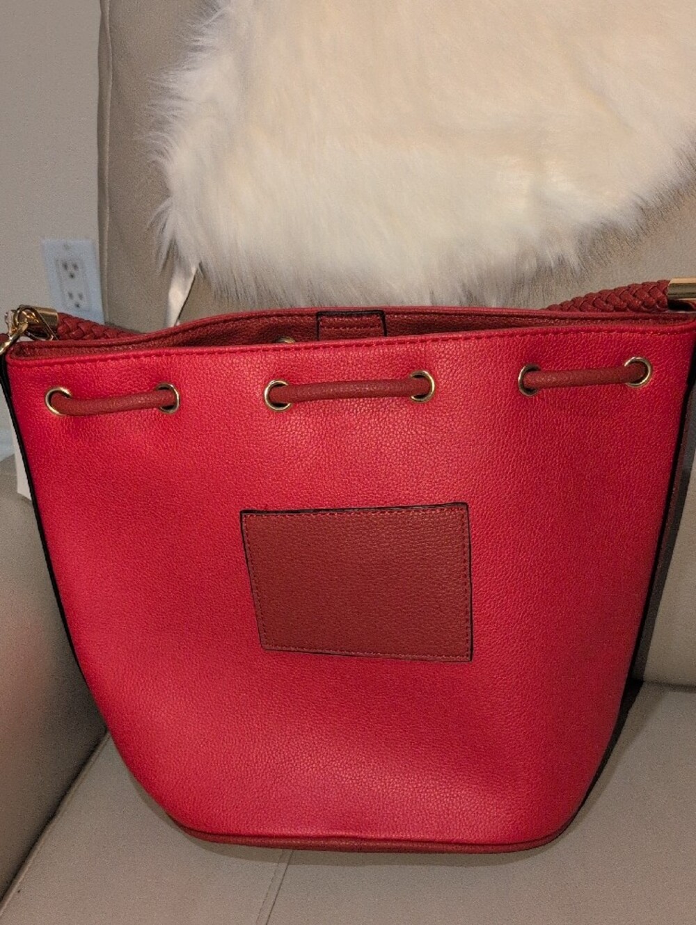 Red 2 Tone 'The Bucket' Women's Bucket Bag - Picture 5 of 12